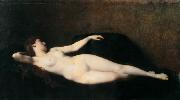 Jean-Jacques Henner Woman on a black divan Spain oil painting artist